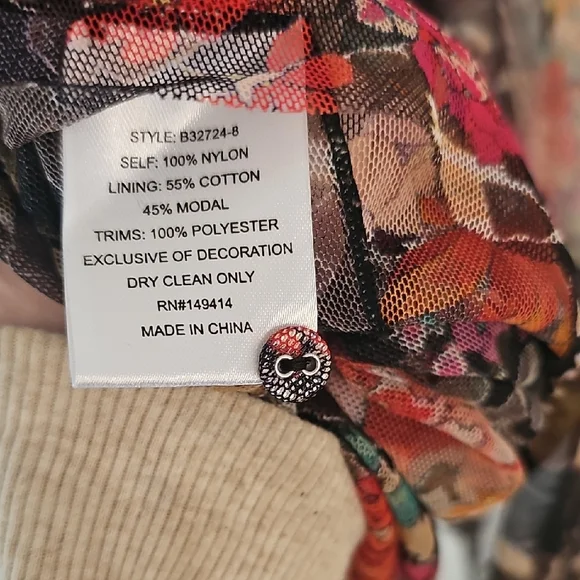 Johnny Was Black Floral Embroidered Midi Dress - Picture 4 of 4